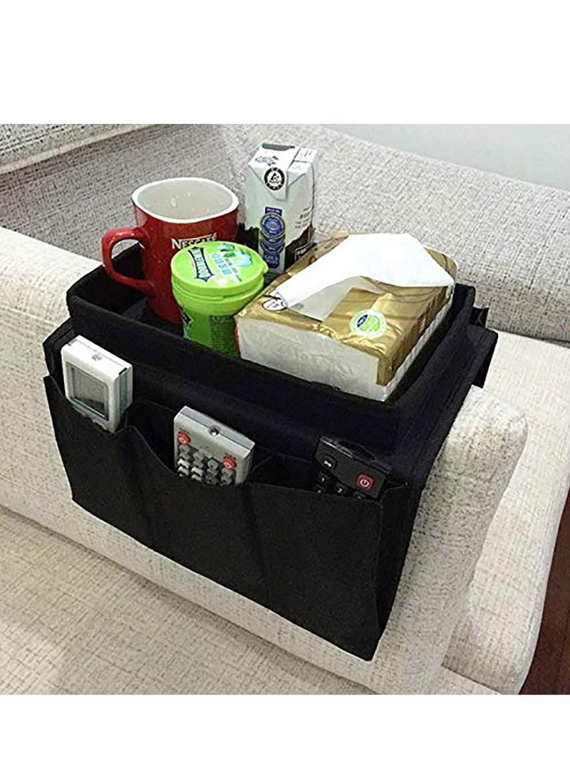 SYOSI SYOSI Sofa TV Remote Control Handset Holder Organiser Caddy, Couch Armrest Organizer with 6 Pockets, Hanging Storage Bag for Chairs Sofas Armchairs Desk (Black)  - Image 4