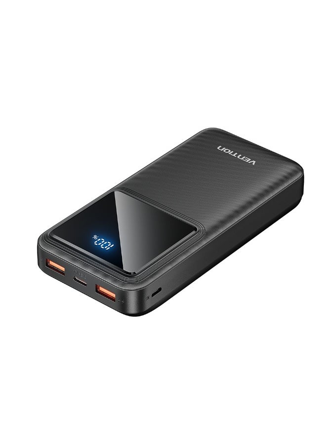 فينشن بنك طاقة VENTION 20000 مللي أمبير في الساعة (Micro-USB + USB-C + USB-A + USB-A) 22.5 واط شاشة LED سوداء نوع الطراز # FHLB0  - Image 1