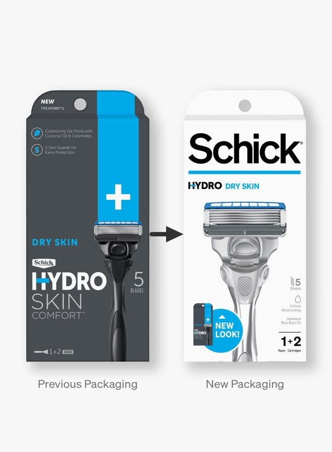 schick , Hydro Dry Skin Men's 5-Blade Razor Handle + 2 Refill Razor Blades Kit, 1 Count - Image 5