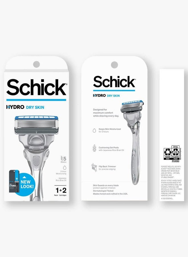 schick , Hydro Dry Skin Men's 5-Blade Razor Handle + 2 Refill Razor Blades Kit, 1 Count - Image 1