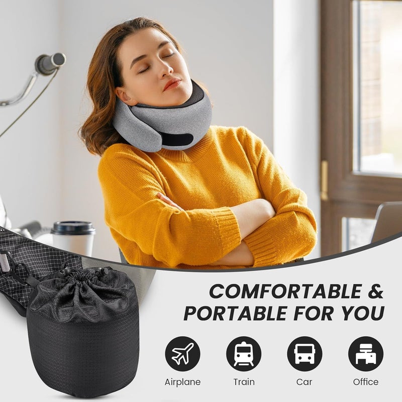 4litamz Travel Neck Pillows, 100% Memory Foam Filling, Travel Pillows for Airplanes, Compact and Ergonomic Design, Best for Sleeping Plane Train Travel Essentials (Light Grey) - Image 3