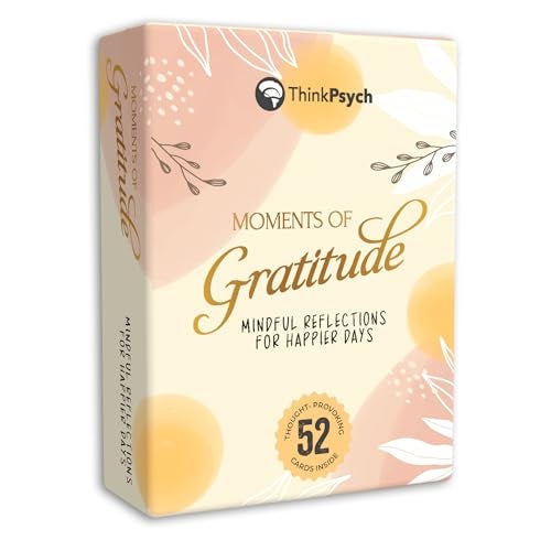 ThinkPsych Moments of Gratitude Cards 52 Daily Questions for Mindfulness SelfReflection Positive Psychology SelfCare Deck Teens Adults Gift Gratitude Journal Ideas - Image 1