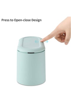 Generic Mini Trash Can with Lid, Removable Small Countertop Garbage Can, Tiny Plastic Trash Bin, Pop Up Countertop Wastebasket, Counter Garbage Lint Bin for Bathroom Office Kitchen Desk Coffee Table, Blue  - Image 3