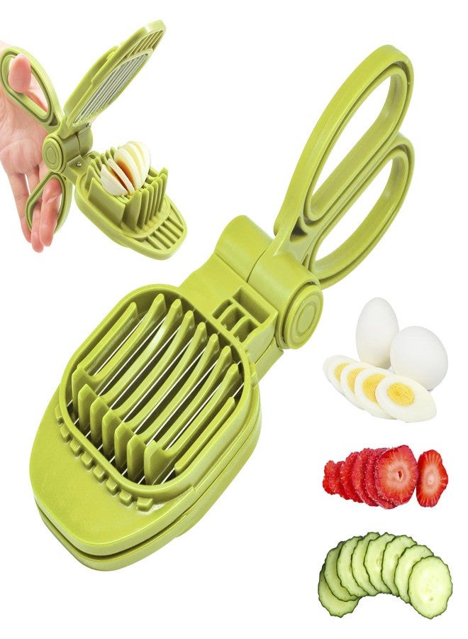 CEHNCEH Fruit Slicer, Strawberry, Banana, Kiwi Cutter, Egg Slicer for Hard Boiled Eggs, for Soft Fruit Sausages, Cucumbers, Mushroom Cutter, Rapid & Safe Slicing Kitchen Gadgets (Green) - Image 1