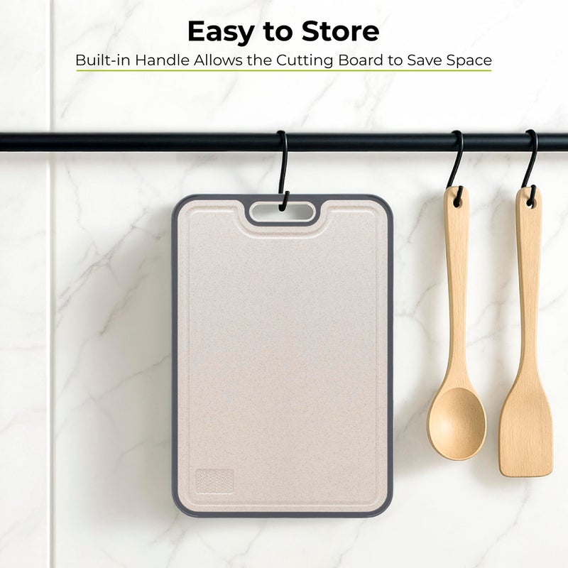 Freshware Titanium Cutting Board for Kitchen, Double Sided and Non Slip Cutting Boards, Pure Titanium/PP, Chopping Board with Juice Grooves, Dishwasher Safe, Large 15.2" by 10.5" - Image 4