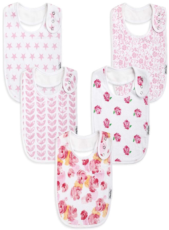KiddyStar KiddyStar Premium, Organic Cotton Toddler Bibs, Unisex 5-pack Extra Large Baby Bibs for Girls, Perfect Baby Shower Item for Feeding, Drooling and Teething, Adjustable 5 Positions (Floral) - Image 5