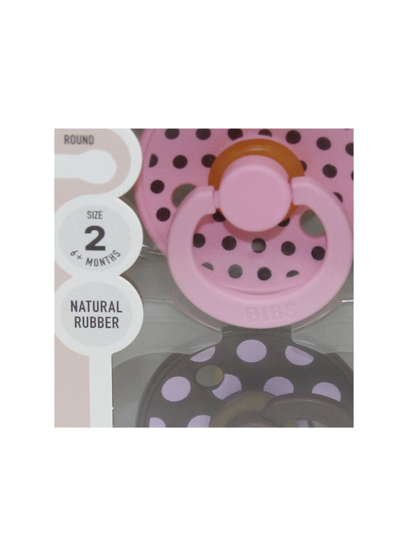 BIBS Pacifier Studio Colour 2 Pack – Polka Latex Size 2 Baby Pink/Mocha - Image 3