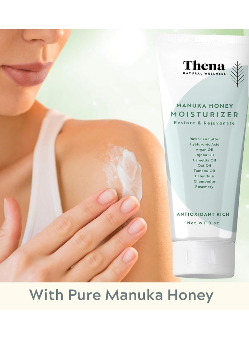 THENA Natural Wellness - Manuka Honey Cream Moisturizer With Hyaluronic Acid, Soothes Hydrates Repairs Dry Skin Hands Face Body Lotion For Women Men All Natural Anti Aging Hydrating Organic Skin Care Products - Image 1