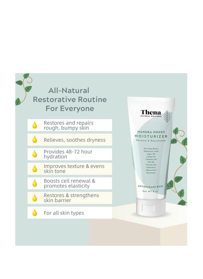 THENA Natural Wellness - Manuka Honey Cream Moisturizer With Hyaluronic Acid, Soothes Hydrates Repairs Dry Skin Hands Face Body Lotion For Women Men All Natural Anti Aging Hydrating Organic Skin Care Products - Image 1