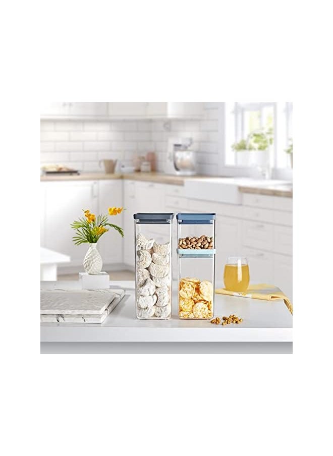 ORGANiZERS - Set Of 3 Food Storage Containers For Kitchen Organization, Pantry And Rack – Ideal For Cereals, Spaghetti, Nuts, Coffee, Sugar, Pasta And Flour Plastic Container Set With Vacuum Lid  - Image 2