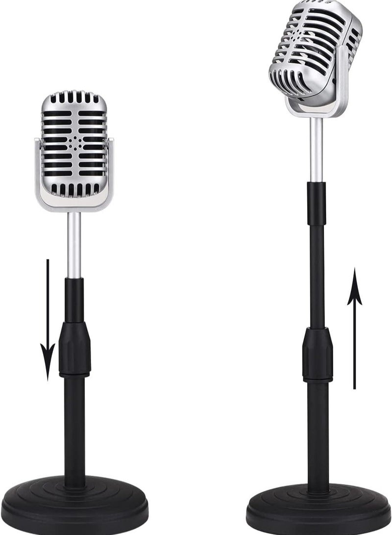 Captaintech Desktop Microphone Prop Model with Adjustable Stand Classic Retro Style Microphone Prop Decor for Party Decoration Costume Role Play Game Night - Image 2