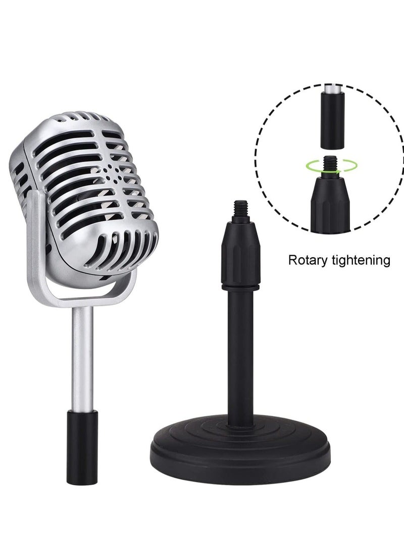Captaintech Desktop Microphone Prop Model with Adjustable Stand Classic Retro Style Microphone Prop Decor for Party Decoration Costume Role Play Game Night - Image 3