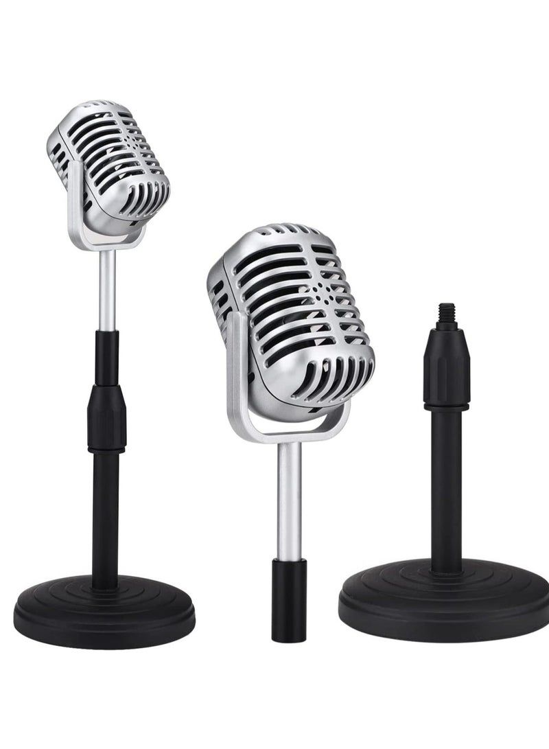 Captaintech Desktop Microphone Prop Model with Adjustable Stand Classic Retro Style Microphone Prop Decor for Party Decoration Costume Role Play Game Night - Image 4