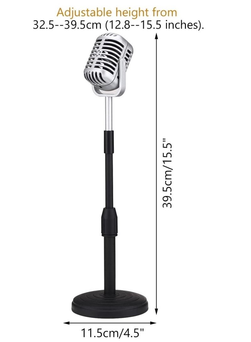 Captaintech Desktop Microphone Prop Model with Adjustable Stand Classic Retro Style Microphone Prop Decor for Party Decoration Costume Role Play Game Night - Image 5