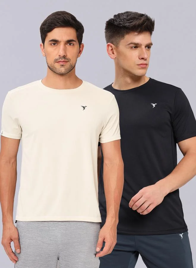 Technosport Pack of 2 - Crew Neck Anti-Microbial Slim Fit T-Shirt by Styli