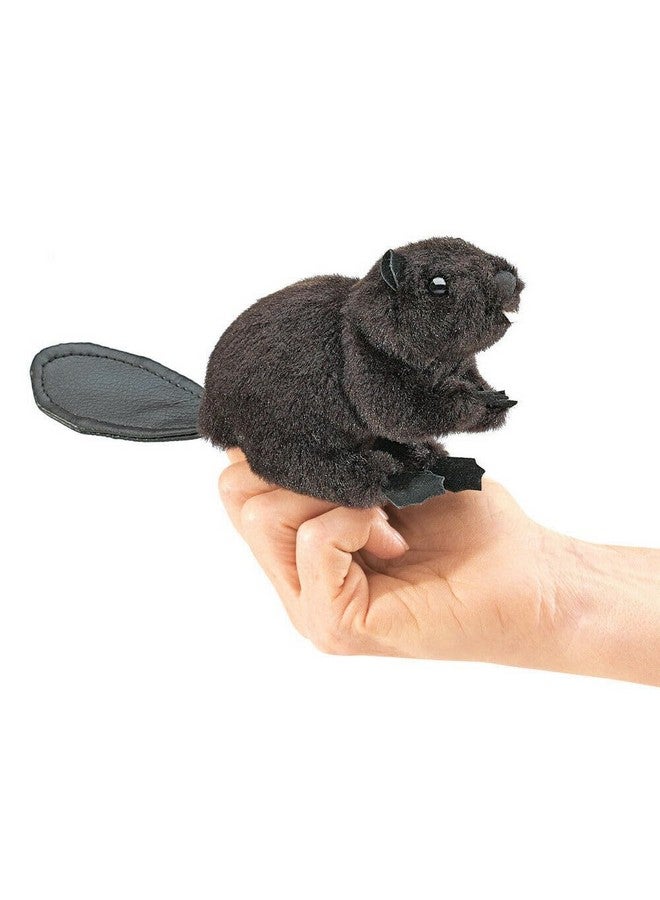 Folkmanis Mini Beaver Finger Puppet, Brown, Black, 1 EA - Image 1