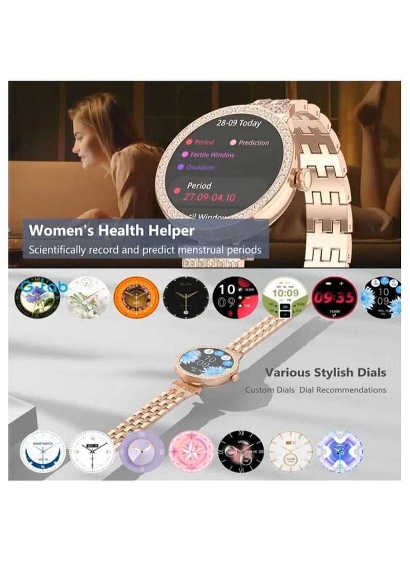 Oteeto Oteeto GT10 Diamond Smartwatch – 1.2" AMOLED Display | Heart Rate, Sleep & Menstrual Cycle Tracking | Stylish Fitness Smartwatch for Women | Android & iOS Compatible - Image 3