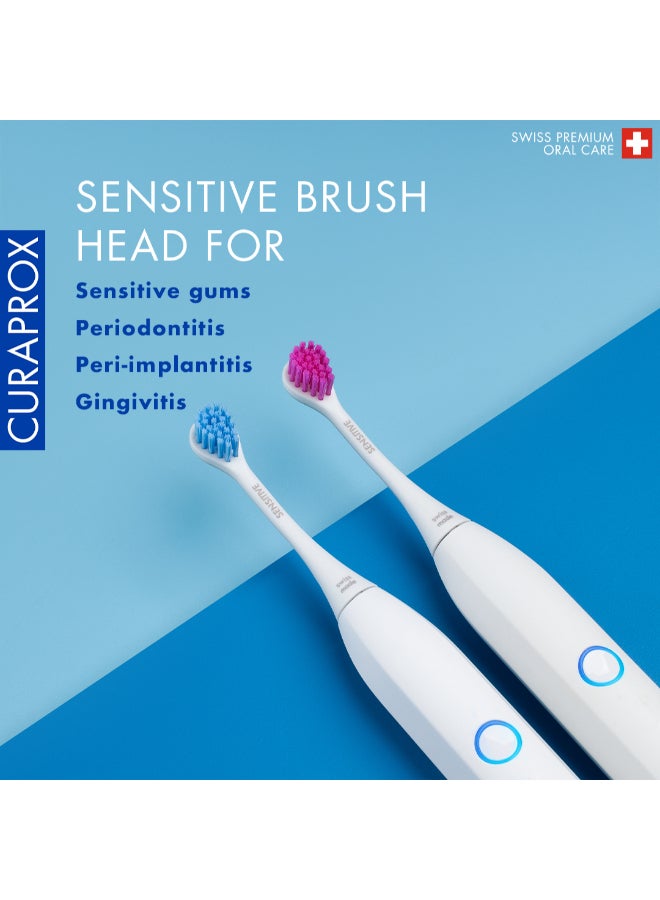 CURAPROX Hydrosonic Sensitive Brush Heads, Duo-Pack – New Ultra-Gentle Replacement Heads for Sonic Toothbrush, Blue/Pink - Image 2