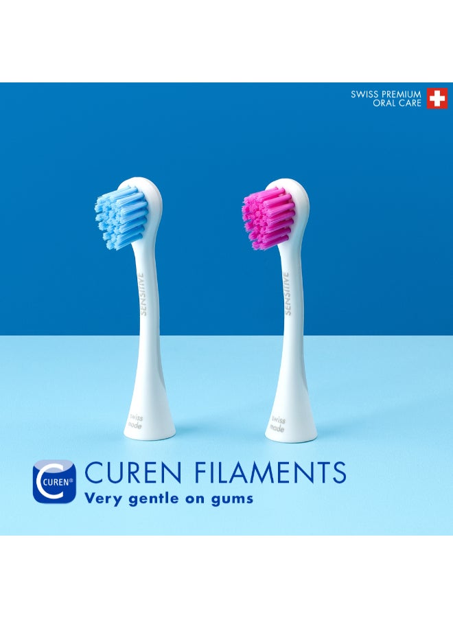 CURAPROX Hydrosonic Sensitive Brush Heads, Duo-Pack – New Ultra-Gentle Replacement Heads for Sonic Toothbrush, Blue/Pink - Image 4