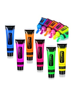 Glow in The Dark Paint UV Fluorescent Neon Face Body Paint, Glow Neon Colors for Dark Party, Makeup, Festival, Luminous Watercolor Paint for Adults and Kids