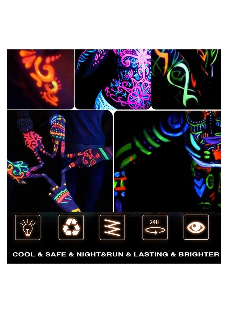 null - Glow in The Dark Paint UV Fluorescent Neon Face Body Paint, Glow Neon Colors for Dark Party, Makeup, Festival, Luminous Watercolor Paint for Adults and Kids - Image 1