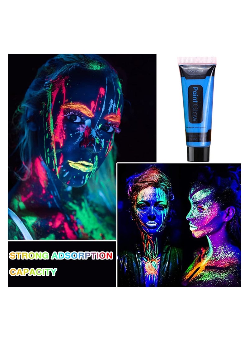 null - Glow in The Dark Paint UV Fluorescent Neon Face Body Paint, Glow Neon Colors for Dark Party, Makeup, Festival, Luminous Watercolor Paint for Adults and Kids - Image 1