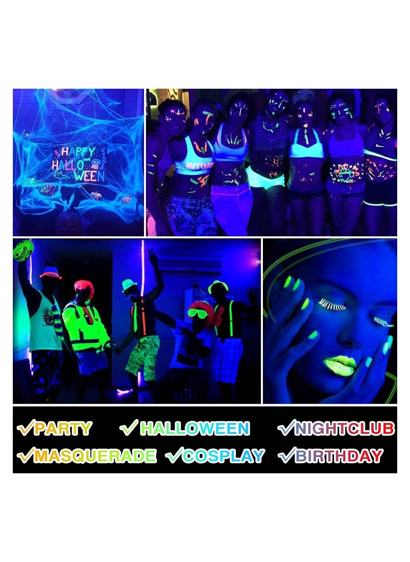 null - Glow in The Dark Paint UV Fluorescent Neon Face Body Paint, Glow Neon Colors for Dark Party, Makeup, Festival, Luminous Watercolor Paint for Adults and Kids - Image 1
