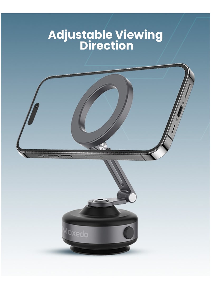 Moxedo Moxedo 360° Rotating Magnetic Phone Holder with Vacuum Suction | Foldable Mount with Type-C Port & Quick Release Button | Universal Stand for Car, Kitchen, Mirror, Gym, Fits 4.7”–7.2” Phones  - Image 3