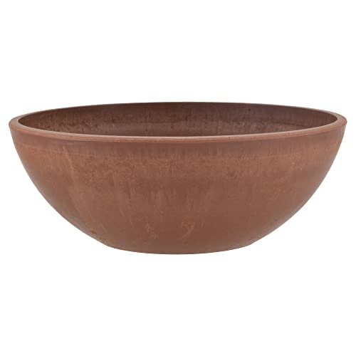 PSW Pot Collection M20TC 8-inch Plastic/Stone/Wood Composite Low Bowl Planter – No Drainage Hole (Drillable), Shallow Indoor/Outer Pot for Succulents, Bonsai, Fairy Gardens, Herbs, Terra Cotta Color - Image 1