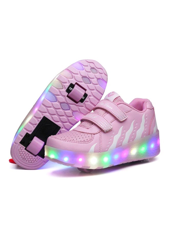 LED Flashing Wheeled Low Top Sneakers Pink - Image 3