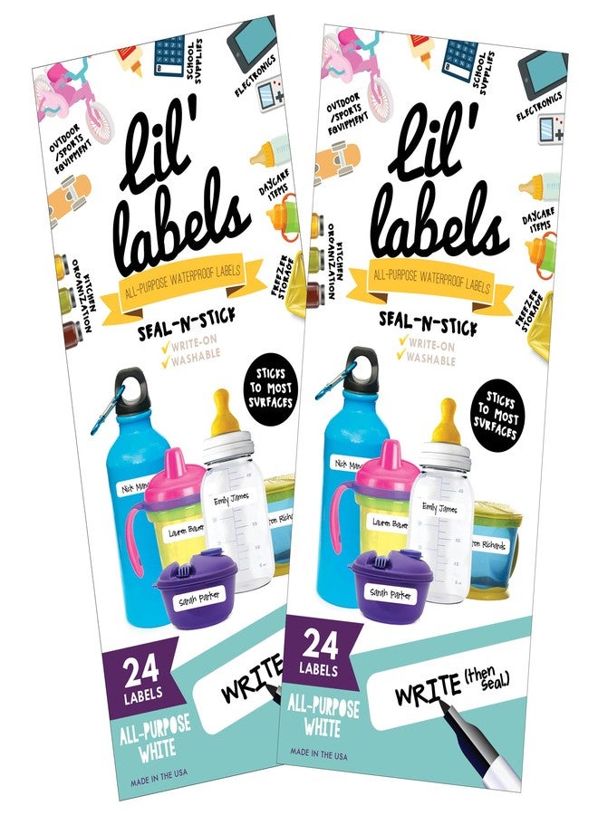 Lil' Labels, Write-On Food Labels, Waterproof Label, Multipurpose, Self-Laminating, Dishwasher-Safe, Write-On for Home Organization and Kitchen Labels (All-Purpose White, Set of 2) - Image 1