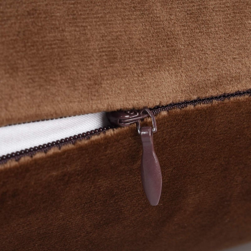 Mixhug Set of 2 Cozy Velvet Rectangle Decorative Throw Pillow Covers for Couch and Bed, Brown, 12 x 20 Inches - Image 2