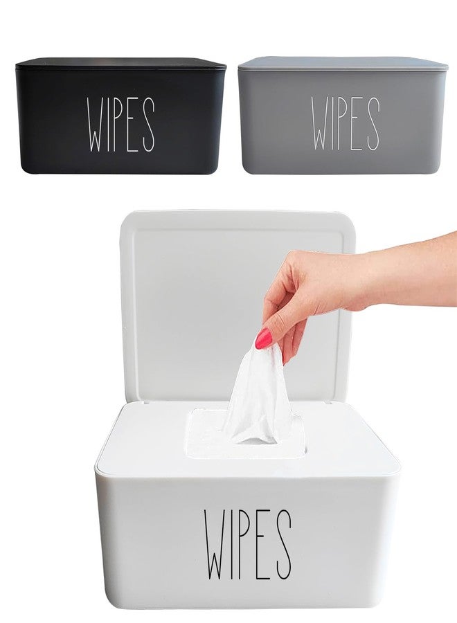 Moorfowl 3 Pack Baby Wipes Dispenser Flushable Wipe Holder,7.28" L x 4.80" W x 2.75" H, Sleek Bathroom Decor Baby Registry Essential (Black White Grey) - Image 1