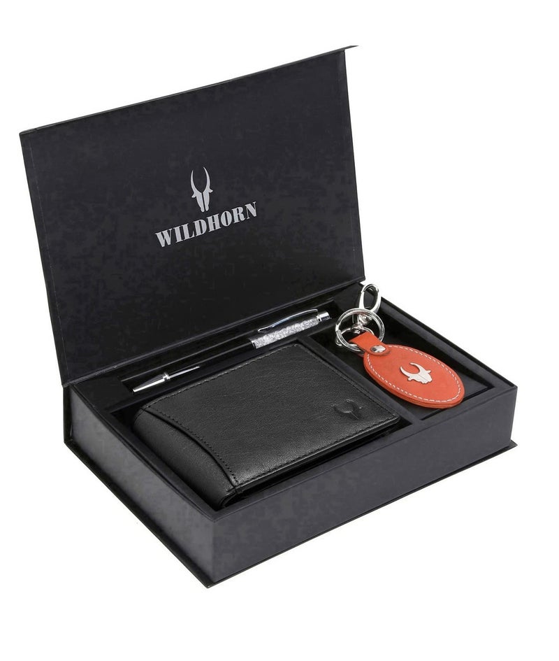 WildHorn Men Leather Gift Hamper I Wallet, Keychain & Pen Combo Gift Set for Friend, Boyfriend,Husband,Father, Son Etc, Multicolor - Image 2