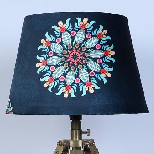 tu casa Classic Vintage Tripod Brown Brass & Wooden Bedside Table Lamp French Floral Print Satin Shade for Home Decoration Bedroom Living Room Lounge Office Gifting Study Table H - 21" / No Blub - Image 2