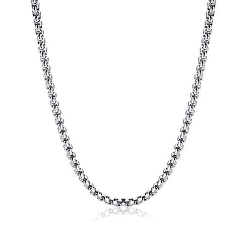 Monily Square Rolo Chain Necklace 3 mm 20inch Stainless Steel Box Chain Jewelry for Men & Women - Image 1