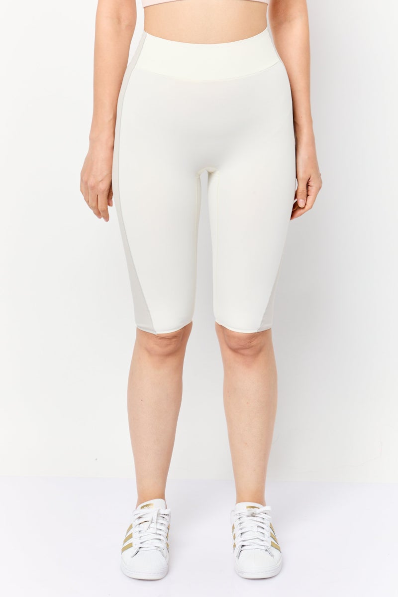 Reebok Women Sportswear Fit Training Shorts, Off White  - Image 1