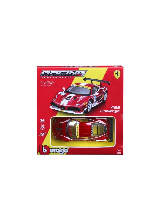 Bburago مجموعة سيارات ببراغو ريسينغ فيراري 488 تشالنج مصنوعة من المعدن (1:24، 34 قطعة) - Image 1