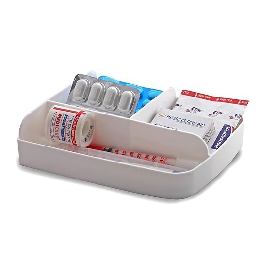 AKSHAR MART صندوق تخزين الأدوية من أكشار مارت مع صينية قابلة للفصل وغطاء بمقبض، صندوق طبي، صندوق إسعافات أولية، صندوق متعدد الأغراض، تخزين متعدد الاستخدامات مع مقبض - Image 3