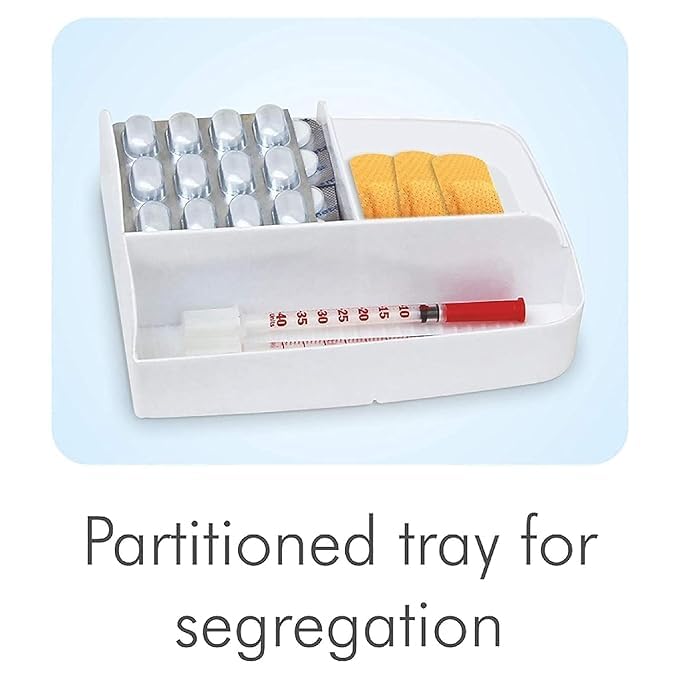 AKSHAR MART صندوق تخزين الأدوية من أكشار مارت مع صينية قابلة للفصل وغطاء بمقبض، صندوق طبي، صندوق إسعافات أولية، صندوق متعدد الأغراض، تخزين متعدد الاستخدامات مع مقبض - Image 5