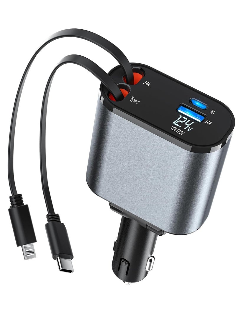 ELTRAZONE "Car Charger with Retractable Type-C Cable – Fast Charging, Tangle-Free Design" - Image 1