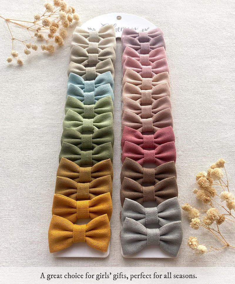 Cherssy 2 Baby Hair Ties with Linen Bows 28 Pcs Neutral Hair Bow Elastic Nylon Hair Bands for Toddler Girls Ponytail Holders Pigtails Hair Accessories for Thick or Thin Hair - Image 5