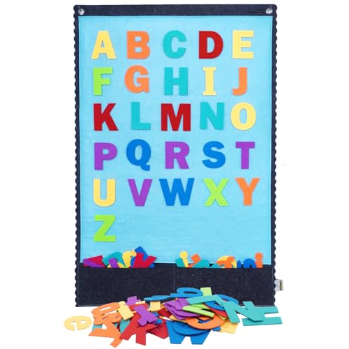 CHEFAN Felt Board Large Flannel Board for Wall 104 Felt Letters 32 X 22 Interactive Storytelling Play Learning for Home Classroom Use2 Sets of UppercaseLowercase Letters - Image 1