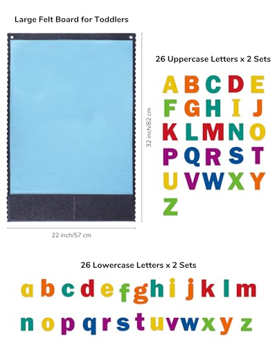 CHEFAN Felt Board Large Flannel Board for Wall 104 Felt Letters 32 X 22 Interactive Storytelling Play Learning for Home Classroom Use2 Sets of UppercaseLowercase Letters - Image 5