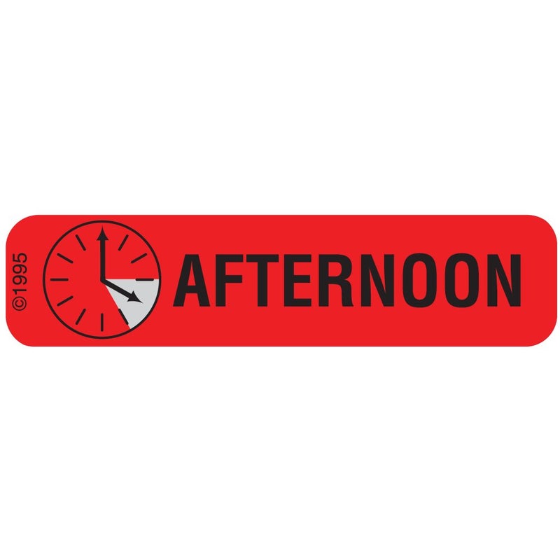 1-681 "Afternoon" Permanent Paper Label, 1 9/16" x 3/8", Red, Pack of 1000