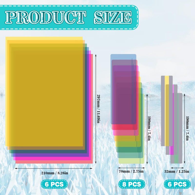 Colored Reading Overlay Sheets: 20-Piece PET Set With 6 Colors, Glare-Reducing - Line-Tracking Visual Stress Relief, Dyslexia Reading Tools For Kids, Adults And Classroom Use - Image 2
