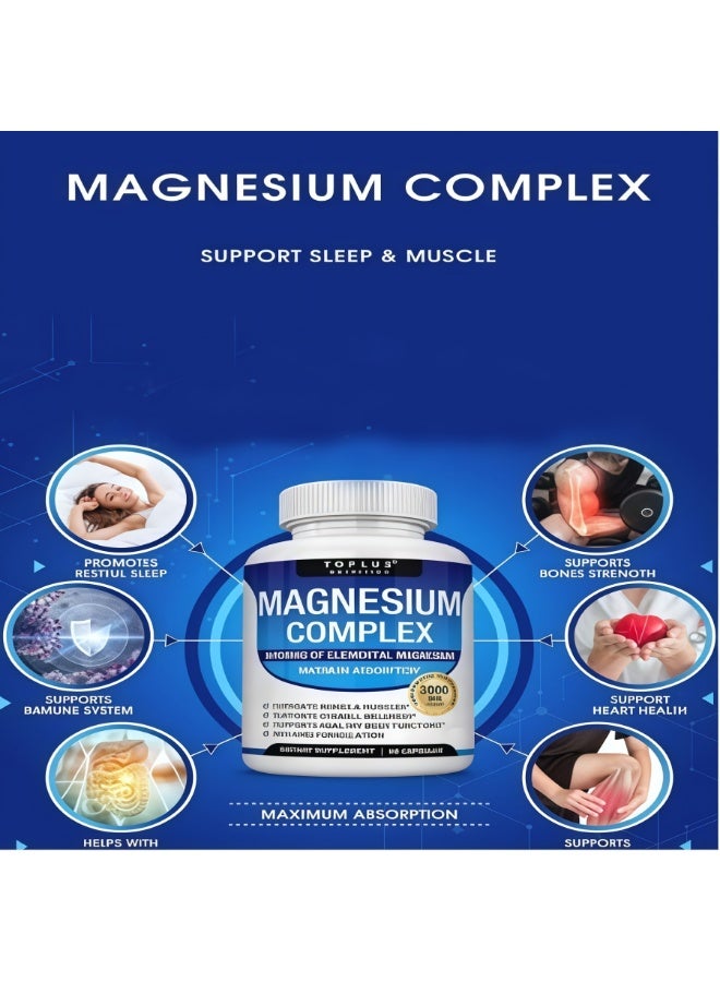TOPLUX Magnesium Complex 1000mg Capsules (90pcs) - 8 Forms of Elemental Magnesium - Image 2