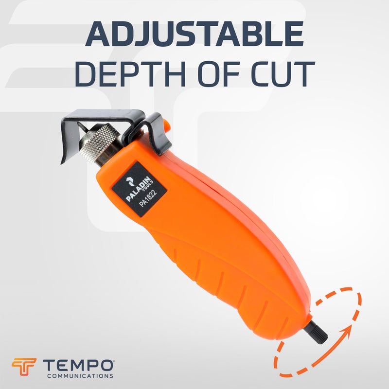 TEMPO Paladin Tools PA1822 Round Cable Stripper Tool for Precise Cable Jacket Removal - Adjustable Cable Slitter 3/16" to 1" (4.5-25 mm) - Image 4