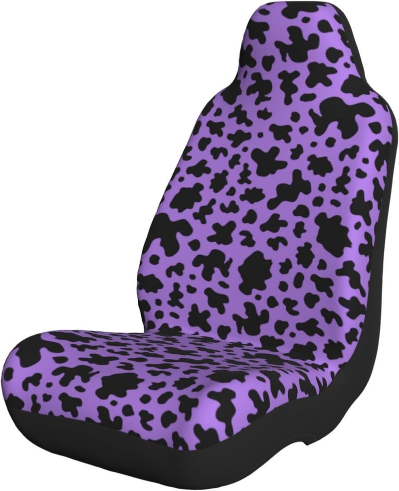 Purple Cow Skin Pattern Car Seat Cover, Front Seat Protector Universal Auto Accessories, Car Decor for Sedan SUV Van Most Cars 2 PCS - Image 1