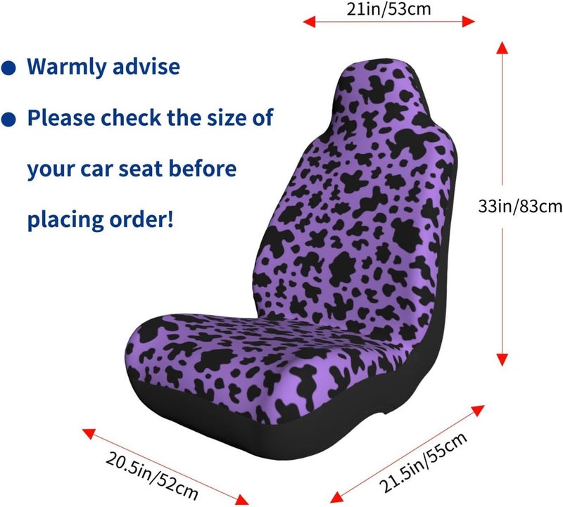 Purple Cow Skin Pattern Car Seat Cover, Front Seat Protector Universal Auto Accessories, Car Decor for Sedan SUV Van Most Cars 2 PCS - Image 5